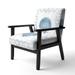 Designart "Navy Blue Scallop Shell" Upholstered Nautical & Coastal Accent Chair - Arm Chair