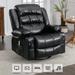 PU Leather 360° Swivel Rocker Ergonomic Manual Recliner Chair with Eight Acupoint Massage, Heat, and Cup Holders