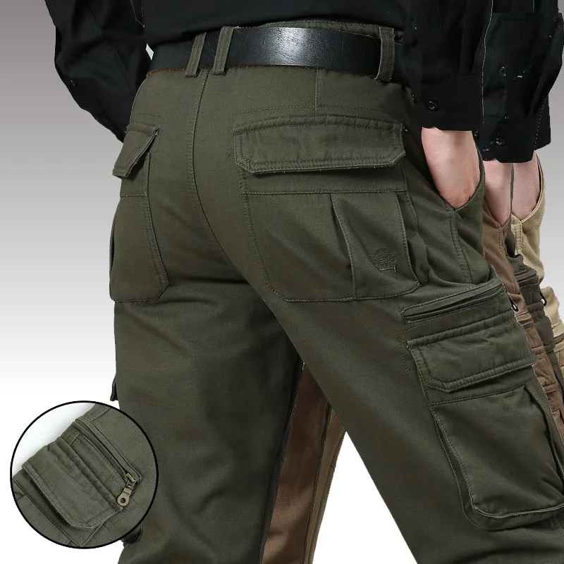 Plus Größe 48, Winter Baumwolle Casual Hosen Männer Militär Multi-taschen Baggy Cargo Hosen Gerade Overalls Taktische Lange Hosen