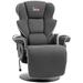 Linen 360° Swivel Manual Recliner with Adjustable Footrest, 2 Built-in Cup Holders for Small Spaces