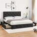 Yaheetech Bed Frame with 4 Drawers Storage Button-tufted Upholstered Bed with Adjustable Headboard