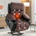 Black+Brown PU Leather Power Lift Recliner Massage Chair for Elderly, USB