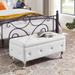 Storage Ottoman Bench, Bedroom End Bench,Velvet Upholstered with Safety Hinge,Flip top,metal leg with footpad