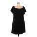 Charles Henry Casual Dress - Mini: Black Solid Dresses - Women's Size Medium