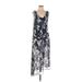 Nic + Zoe Casual Dress: Blue Acid Wash Print Dresses - Women's Size Small