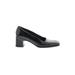 Via Spiga Heels: Pumps Chunky Heel Classic Black Solid Shoes - Women's Size 8 - Almond Toe