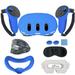 Silicone Face Cover for Oculus Quest 3 Accessories Accessory Set for Meta Quest 3 Include Silicone Face Cover Controller Grip Cover VR Shell Cover Lens Cover and 5PCS Disposable Eye Cover Blue