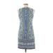 London Times Casual Dress - Mini High Neck Sleeveless: Blue Dresses - Women's Size 6