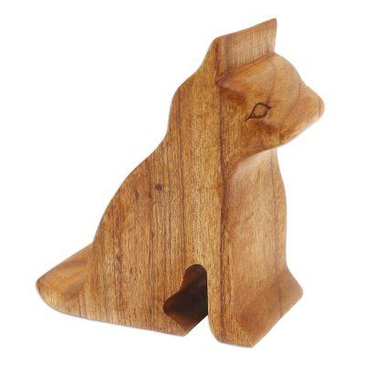 Dialing Cat,'Hand Made Jempinis Wood Cat Phone Stand'