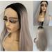 MISSWEN Female Long Women Lace Front Wig Silver Grey 26 inch Heat Safe Fiber Hair Synthetic Hair 1 Count per Pack