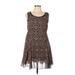 Angie Casual Dress - Mini Scoop Neck Sleeveless: Brown Dresses - Women's Size Large