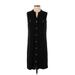 MICHAEL Michael Kors Casual Dress - Shirtdress V Neck Sleeveless: Black Print Dresses - Women's Size X-Small