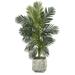 Nearly Natural 5ft. Golden Cane Artificial Palm Tree in White Planter