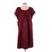 Merona Casual Dress - Shift Scoop Neck Short sleeves: Burgundy Print Dresses - Women's Size 3