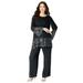 Plus Size Women's Sequin-Embellished Pantset by Roaman's in Black (Size 18 W)