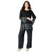 Plus Size Women's Sequin-Embellished Pantset by Roaman's in Black (Size 16 W)