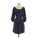 Rebecca Taylor Casual Dress - A-Line Boatneck 3/4 sleeves: Blue Floral Dresses - Women's Size 2