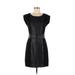 BCBGMAXAZRIA Casual Dress - Sheath Crew Neck Short sleeves: Black Print Dresses - Women's Size Small