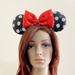 Disney Accessories | Disney | Plush Red And Black Polka Dot Ears Headband | Color: Black/Red | Size: Os