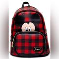 Disney Bags | Nwt-Disney Mickey Mouse Plaid Red/Black Mini Backpack | Color: Black/Red | Size: Os