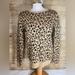 J. Crew Sweaters | J. Crew Teddie 100% Cotton Sweater Cheetah Print Women's Size S Black Tan | Color: Black/Tan | Size: S
