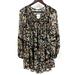 Free People Dresses | Nwt Free People Floral Mini Dress Xs Black Long Sleeve Tassels Layered New $128 | Color: Black/Blue | Size: Xs