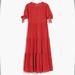 Madewell Dresses | Madewell Women’s Tie Sleeve Tiered Swiss Dot Midi Dress | Color: Red | Size: Xs