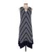 Soma Casual Dress - A-Line: Blue Chevron/Herringbone Dresses - Women's Size Large