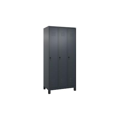 C+P Spind Classic PLUS, Füßen, 3 Abteile, HxBxT 195x90x50cm, Sicherheitsdrehriegel, Anthrazit von PROREGAL Image