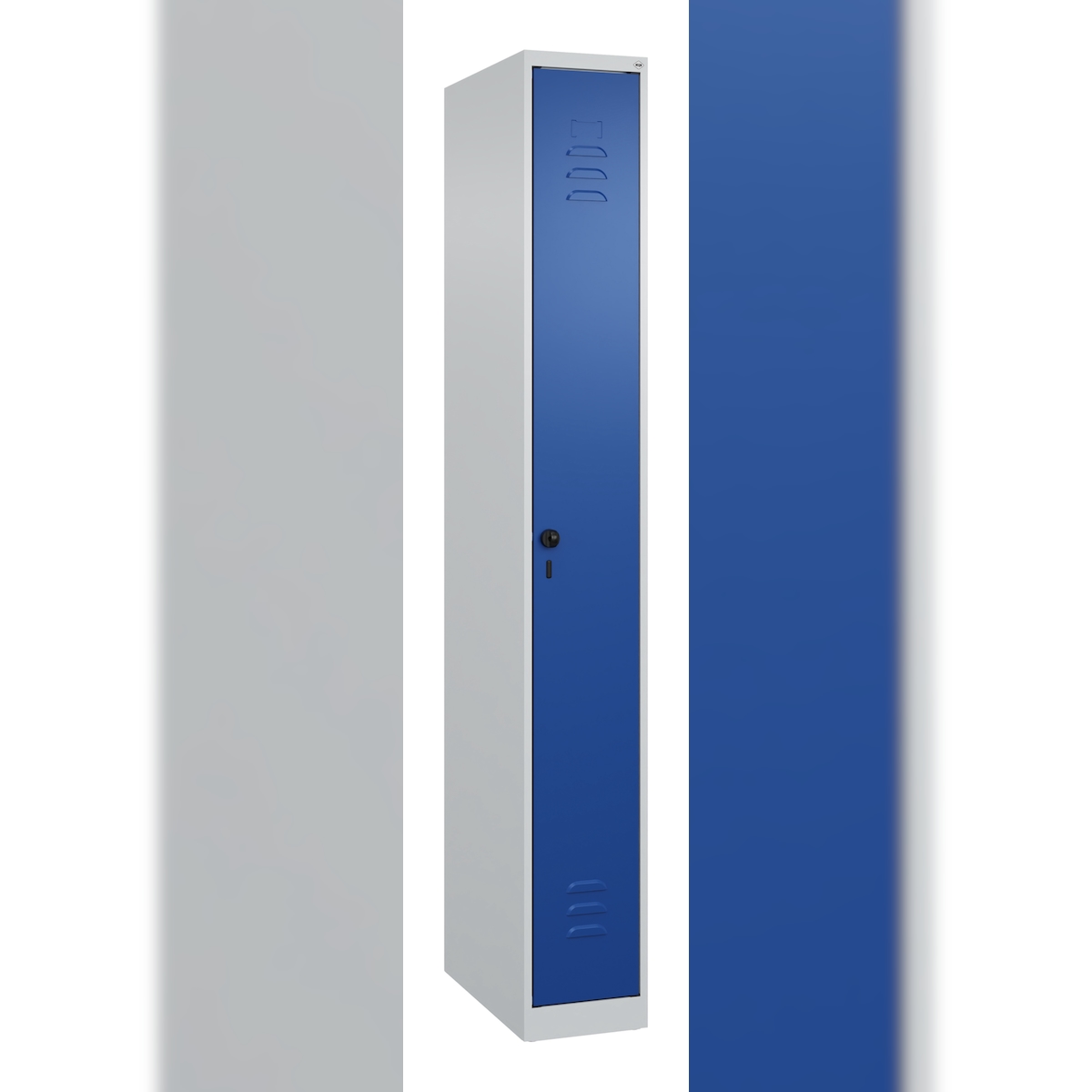 C+P Spind Classic PLUS, 1 Abteil, HxBxT 185x25x50cm, Sicherheitsdrehriegel, Hellgrau/Enzianblau von PROREGAL Image