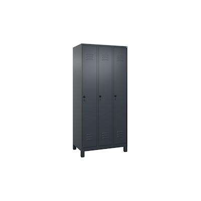 C+P Spind Classic PLUS, Füßen, 3 Abteile, HxBxT 195x90x50cm, Sicherheitsdrehriegel, Anthrazit von PROREGAL Image