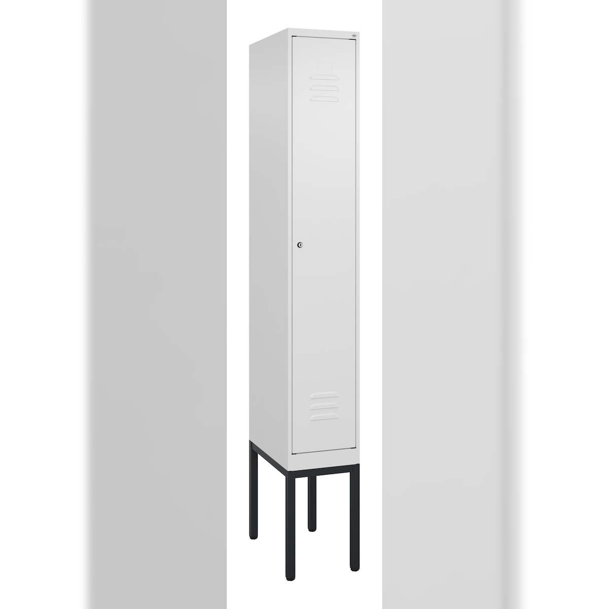 C+P Spind Classic PLUS, Gestell, 1 Abteil, HxBxT 212x30x50cm, Zylinderschloss, Verkehrsweiß von PROREGAL Image