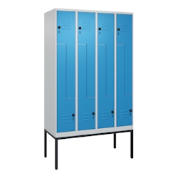 C+P Z-Spind Classic PLUS, Gestell, 8 Abteile, HxBxT 212x120x50cm, Sicherheitsdrehriegel, Hellgrau/Lichtblau von PROREGAL Image