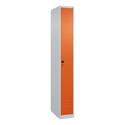 C+P Spind Classic PLUS, 1 Abteil, HxBxT 185x25x50cm, Sicherheitsdrehriegel, Hellgrau/Reinorange von PROREGAL Image