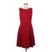 212 Collection Casual Dress - A-Line Scoop Neck Sleeveless: Burgundy Print Dresses - Women's Size 8