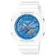 Casio GA2100WS-7A Men's Seasonal 2100 Series Analog Digital White Band Blue Dial G Shock Watch, white, Modern