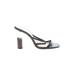 Zara Heels: Slide Chunky Heel Cocktail Party Black Print Shoes - Women's Size 40 - Open Toe