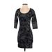 BP. Casual Dress - Bodycon Scoop Neck 3/4 sleeves: Gray Dresses - Women's Size Small