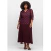 Abendkleid SHEEGO "Große Größen", Damen, Gr. 44, Normalgrößen, lila (aubergine), Obermaterial: 100% Polyester;Futter: 100% Polyester;Spitze: 100% Polyester, unifarben, elegant, figurumspielend lang, V-Ausschnitt, 3/4-Ärmel, Kleider, mit...