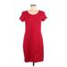 Faded Glory Casual Dress - Sheath Scoop Neck Short sleeves: Red Print Dresses - Women's Size Medium