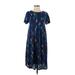 Lularoe Casual Dress - Midi High Neck Short sleeves: Blue Dresses - Women's Size X-Small