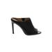 Ann Taylor Heels: Slip-on Stiletto Cocktail Party Black Solid Shoes - Women's Size 7 - Open Toe