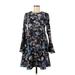 Gianni Bini Casual Dress - Mini Crew Neck Long sleeves: Black Print Dresses - Women's Size X-Small