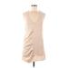 BCBGeneration Casual Dress - Mini Plunge Sleeveless: Tan Solid Dresses - New - Women's Size Medium