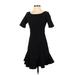 HD in Paris Cocktail Dress - A-Line Boatneck Short sleeves: Black Solid Dresses - Women's Size 2