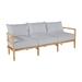 Summer Classics Santa Barbara 87" Wide Outdoor Teak Patio Sofa w/ Cushions Wood/Natural Hardwoods/Olefin Fabric Included in Brown/White | Wayfair