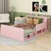 Latitude Run® Wood Full Size Platform Bed w/ Storage Headboard Wood in Brown/Pink | 28 H x 55.6 W x 90.6 D in | Wayfair