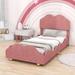 Winston Porter Noellie Platform Bed w/ Headboard & Footboard Wood & /Upholstered/Velvet in Pink | 39 H x 41 W x 78 D in | Wayfair