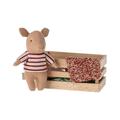 Maileg - Kuscheltier Baby Pig Girl (11Cm) Mit Holzkiste