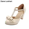 2025 neue T-Schnalle Solide Mary Janes Plattform Frauen Schuhe Frau Casual Frühling Herbst Bowknot Pumpen Große größe 34-46